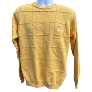Vintage Mens M Heavy Weight Windowpane yellow izod sweater Crewneck Hong Kong